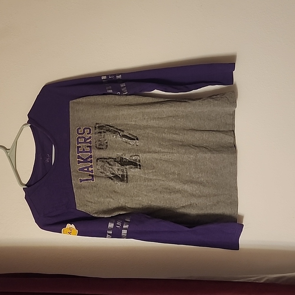 47 UNK NBA Lakers Women's Long Sleeve Heather Grey And Purple